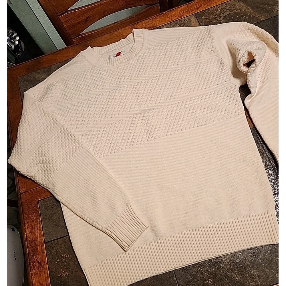 Best Made Co. Bubble Knit Merino‎ Wool Pullover Sweater Men's L Ivory-white